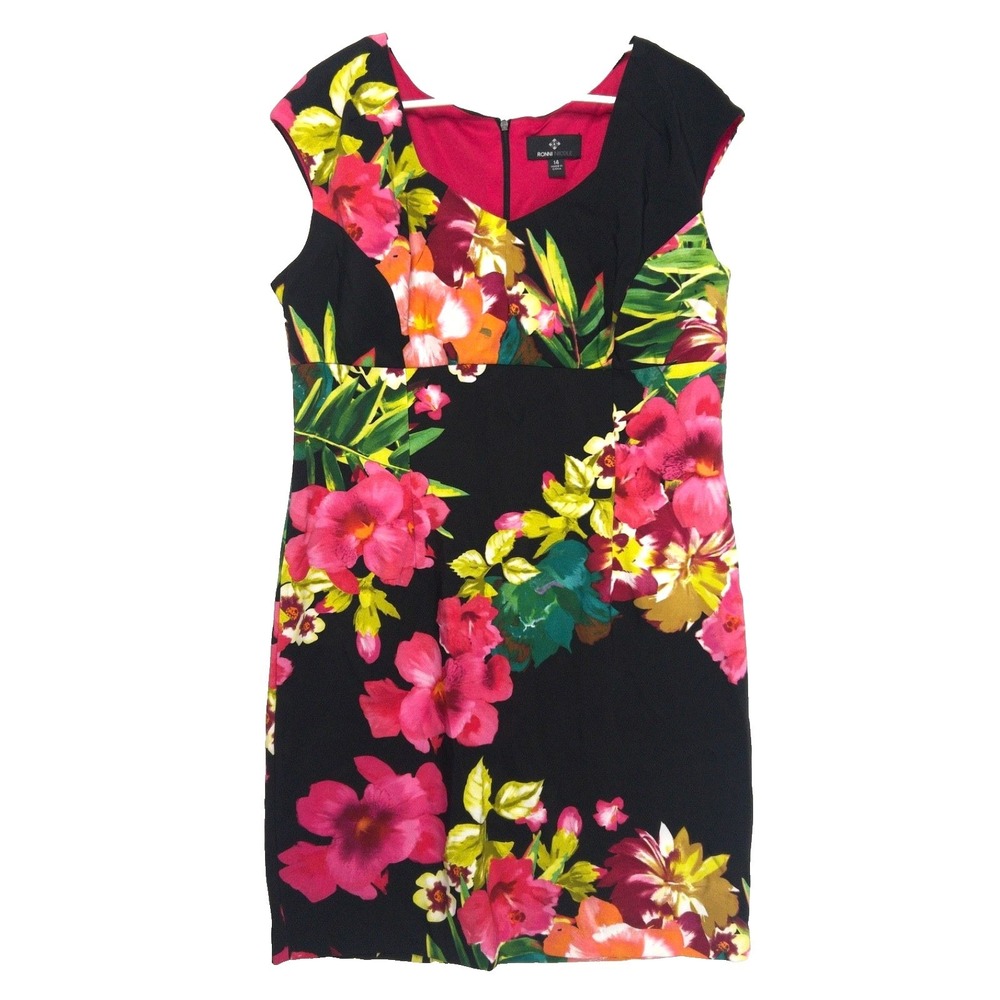 Ronni Nicole Vibrant Floral Sheath Resort Vacation Colorful Dress Women 14 L XL